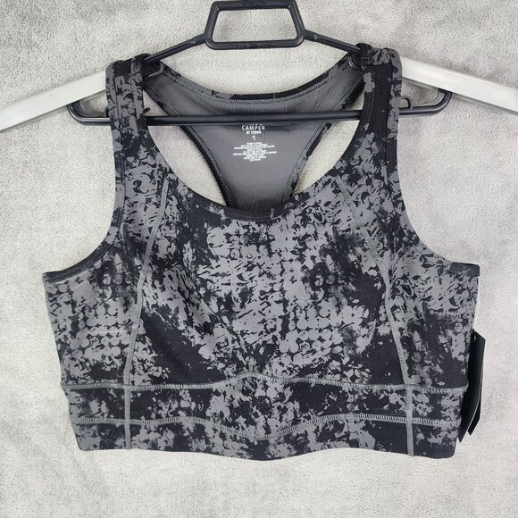 Womens Torrid Active Happy Camper Sports Bra Low Impact Black & Gray Print 1 - Picture 2 of 13